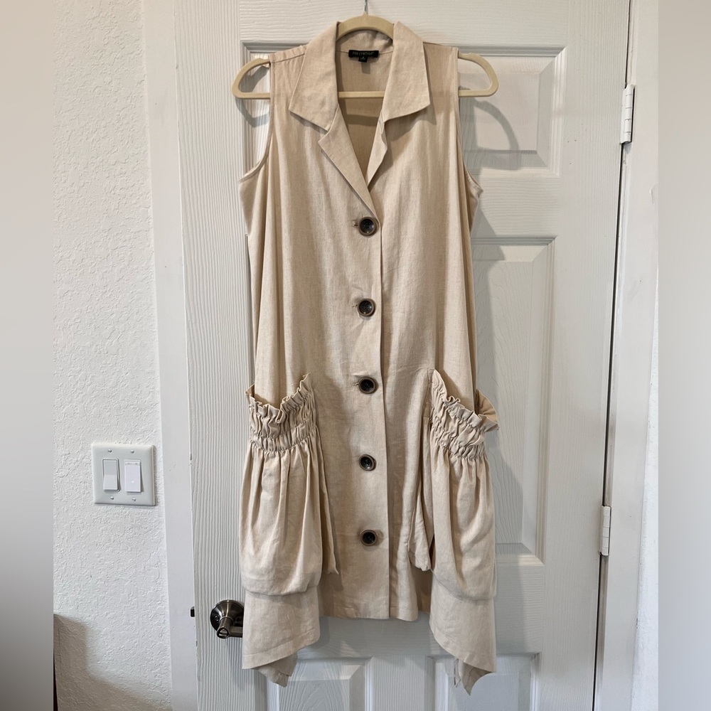 Linen dress beige, size S